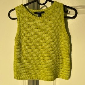 Forever 21 Neon Green crop crochet sweater